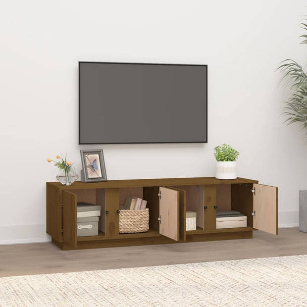 vidaXL Tv-meubel 140x40x40 cm massief grenenhout honingbruin