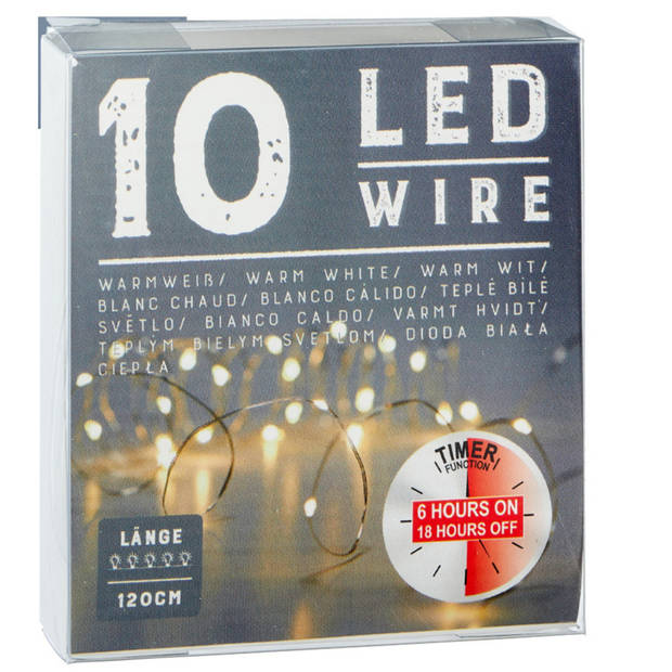 Draadverlichting/lichtsnoeren - 2 stuks - warm wit - 120 cm - timer - Lichtsnoeren