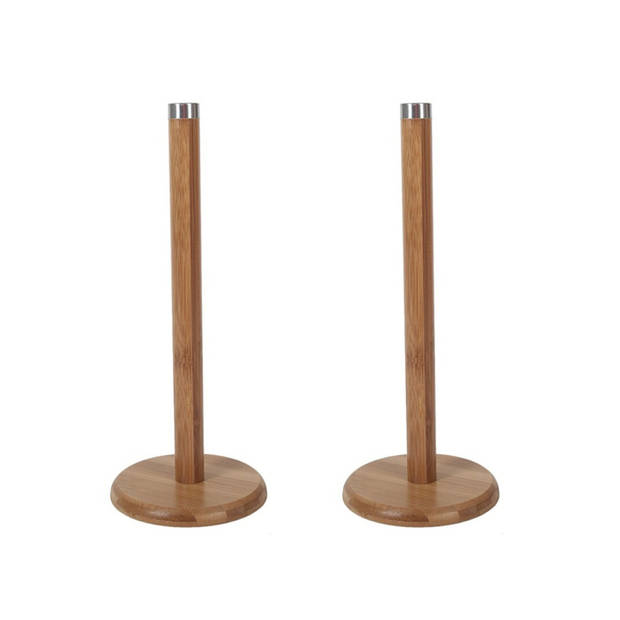 2x stuks keukenrollen houder bamboe hout 32 cm - Keukenrolhouders