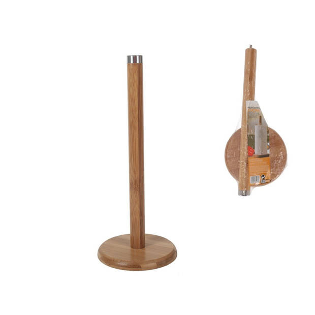 2x stuks keukenrollen houder bamboe hout 32 cm - Keukenrolhouders