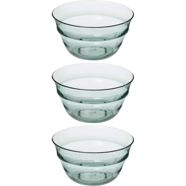 3x stuks Gourmet Slakom/serveer schaal groen relief kunststof - D25 cm - Saladeschalen