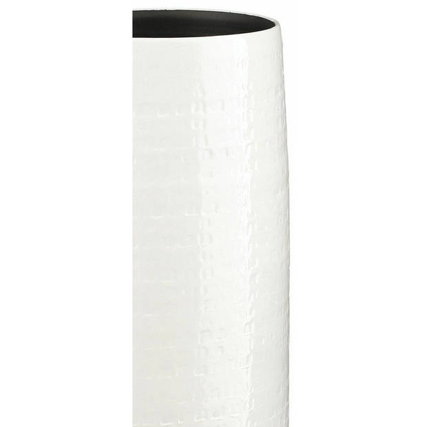 Bloemenvaas keramiek wit met relief patroon - D25/H50 cm - Vazen
