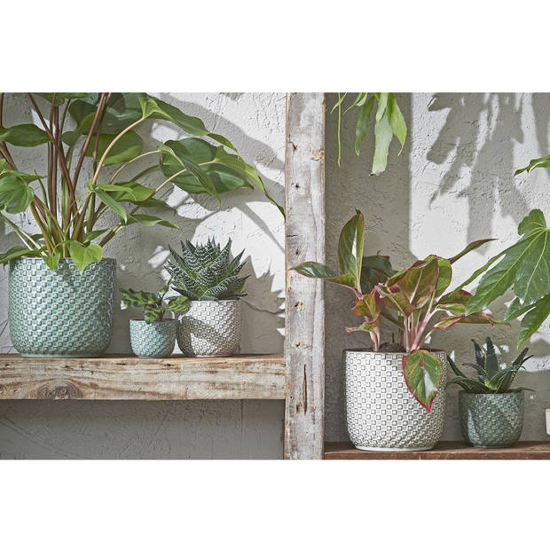 Mica Decorations - Plantenpot - Keramiek wit - 19 x 17,5 cm - Plantenpotten