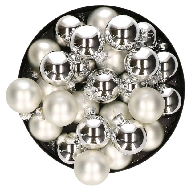 Kerstballen set van glas 36x stuks zilver 4 cm - Kerstbal