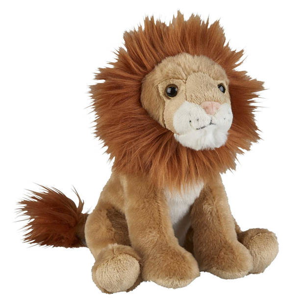 Knuffeldieren set leeuw en tijger pluche knuffels 18 cm - Knuffeldier