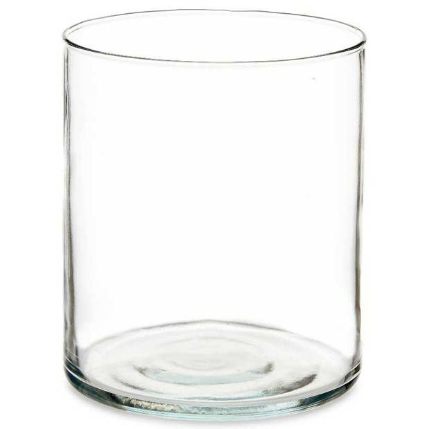 Bloemenvazen 2x stuks - cilinder vorm - transparant glas - 17 x 20 cm - Vazen