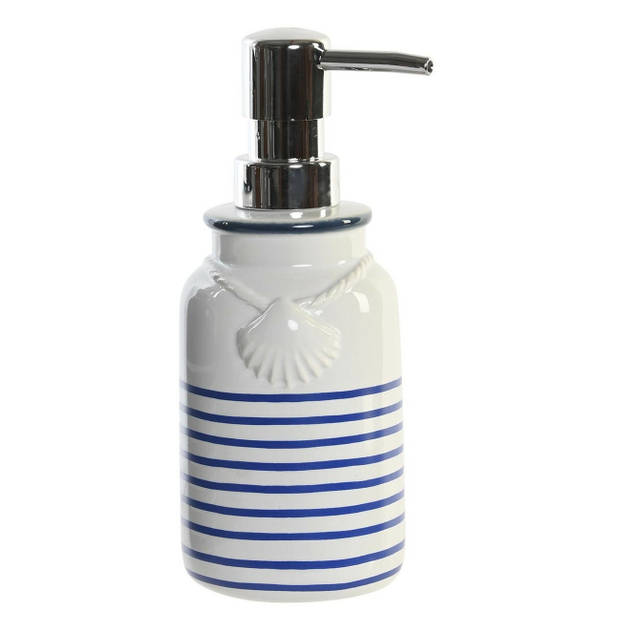 Zeeppompje/dispenser kunststeen/rvs in kleur wit/blauw 18 cm - Zeeppompjes