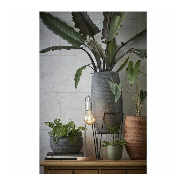 Mica Decorations bloempot plantenstandaard/verhoger - zwart - D18 x H25 cm - Plantenstandaarden
