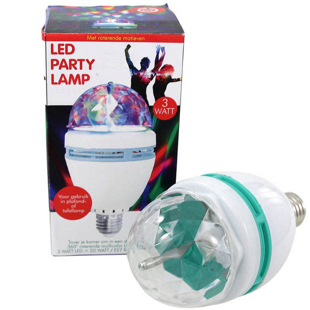 Disco lamp/licht LED E27 fitting draaiend/roterend met kleureffecten - Discobollen