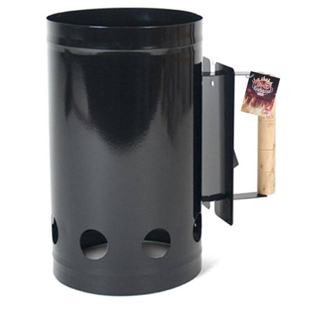 BBQ/Barbecue briketten starter zwart met zwarte aanjager/blower/fan 30 cm - Barbecuegereedschapset