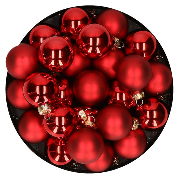 Kerstballen set van glas 36x stuks rood 4 cm - Kerstbal