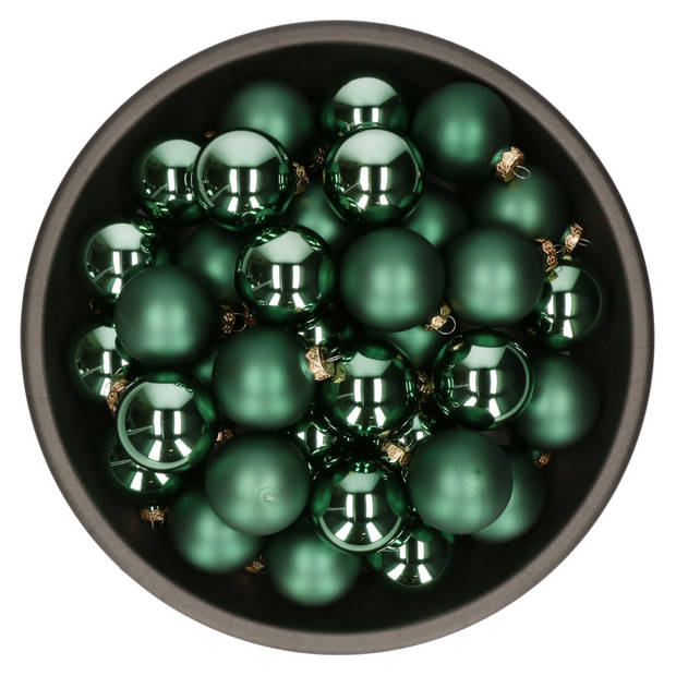 Kerstballen set van glas 36x stuks emerald groen 6 cm - Kerstbal