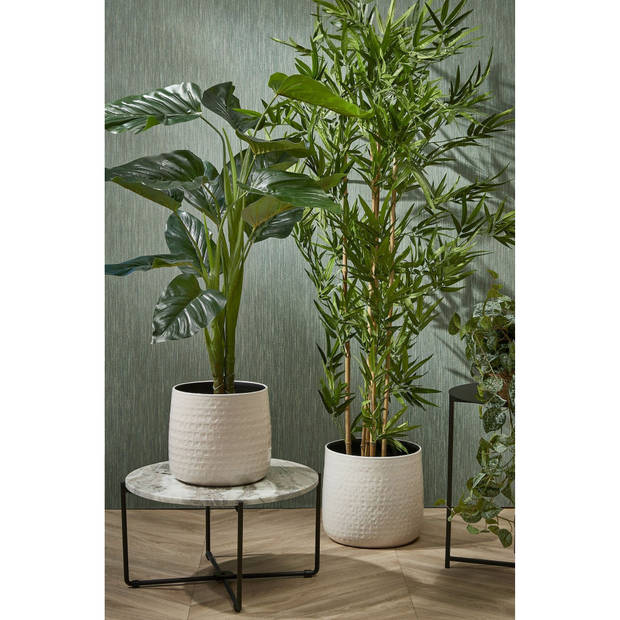 Mica Decorations Plantenpot - keramiek - warm wit - 15 x 13 cm - Plantenpotten