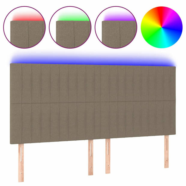 vidaXL Hoofdbord LED 180x5x118/128 cm stof taupe