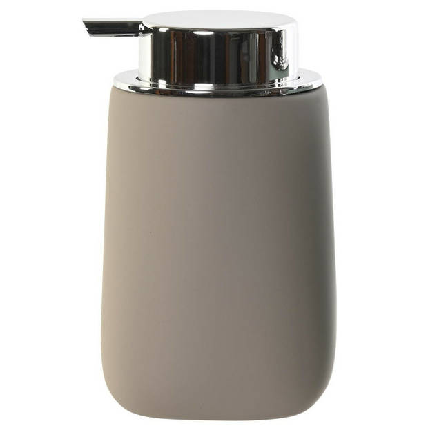 Zeeppompje/dispenser kunststeen/rvs in taupe/beige 14 cm - Zeeppompjes