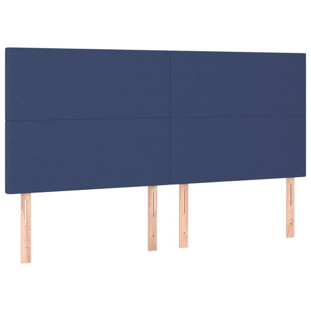 vidaXL Hoofdbord LED 160x5x118/128 cm stof blauw