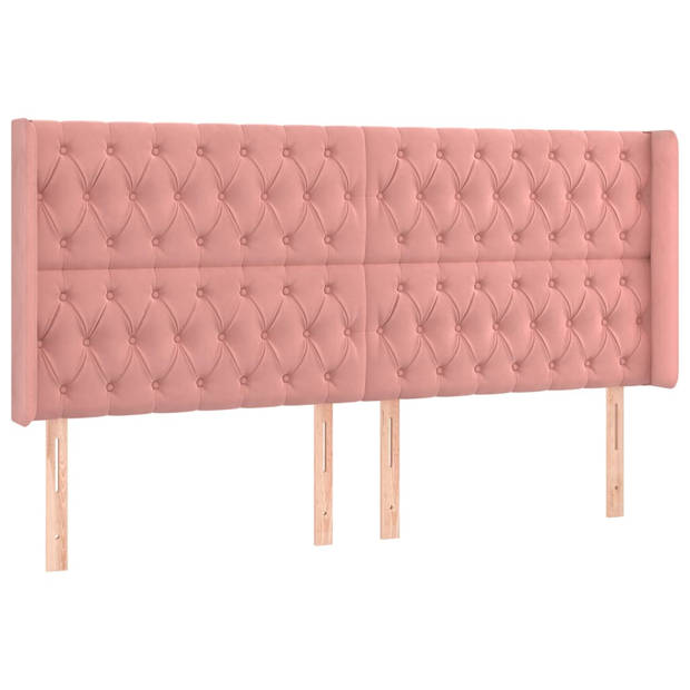 vidaXL Hoofdbord LED 183x16x118/128 cm fluweel roze