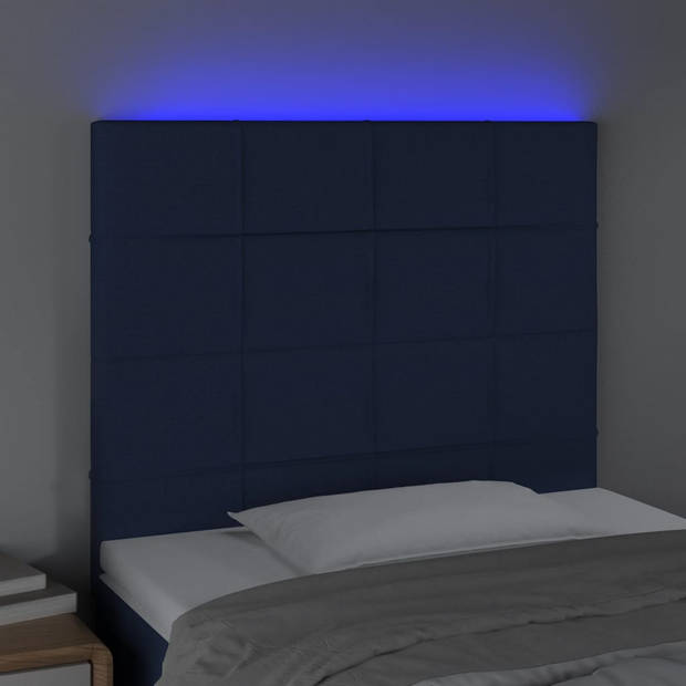 vidaXL Hoofdbord LED 90x5x118/128 cm stof blauw