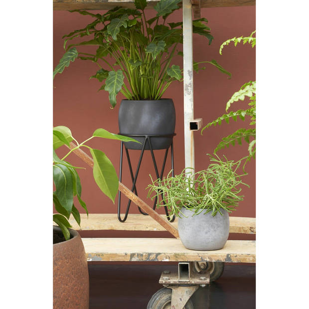 Mica Decorations bloempot plantenstandaard/verhoger - zwart - D11 x H12 cm - Plantenstandaarden