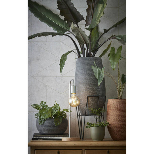 Mica Decorations bloempot plantenstandaard/verhoger - zwart - D25 x H38 cm - Plantenstandaarden
