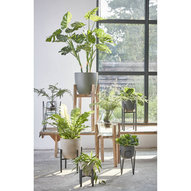 Mica Decorations bloempot plantenstandaard/verhoger - zwart - H16 x B16 - Plantenstandaarden