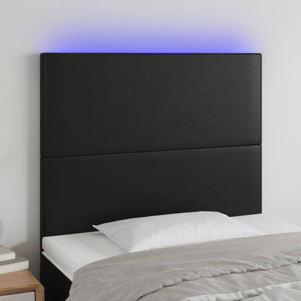 vidaXL Hoofdbord LED 100x5x118/128 cm kunstleer zwart