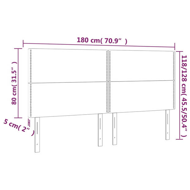 vidaXL Hoofdbord LED 180x5x118/128 cm stof taupe