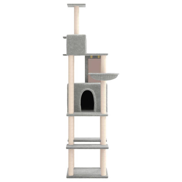 The Living Store Kattenboom Luxe Grijs - Kattenmeubel 90x64x201cm