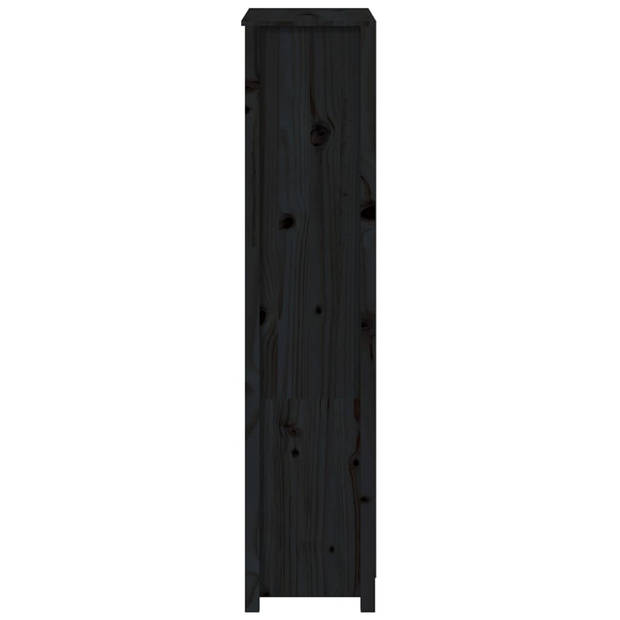 vidaXL Hoge kast 80x35x154 cm massief grenenhout zwart