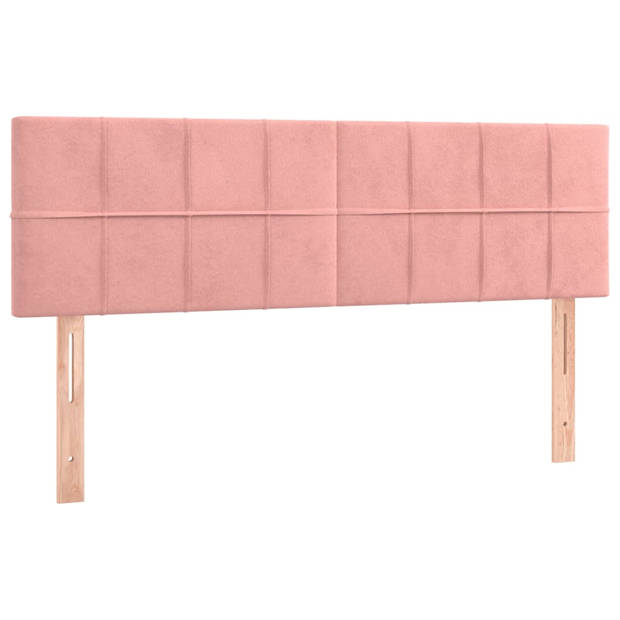 vidaXL Boxspring met matras fluweel roze 140x190 cm