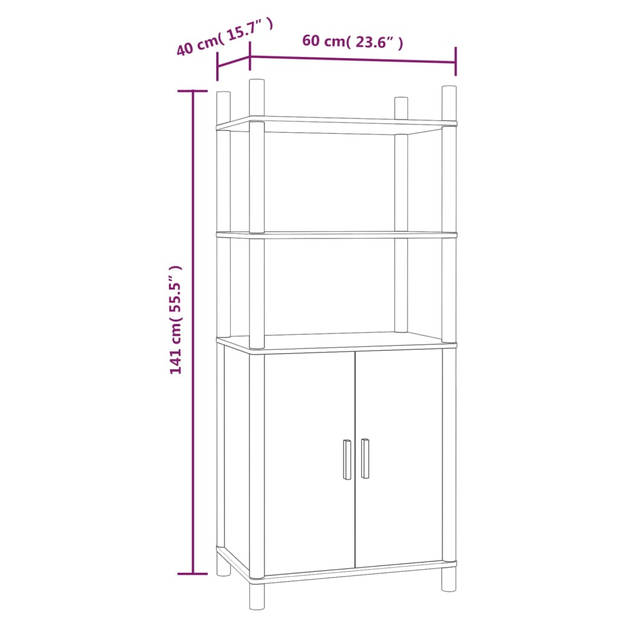 vidaXL Hoge kast 60x40x141 bewerkt hout