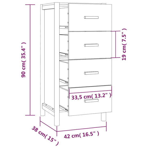 The Living Store Klassieke Hoge Kast - Dressoir 42x38x90 cm Zwart - Duurzaam Materiaal