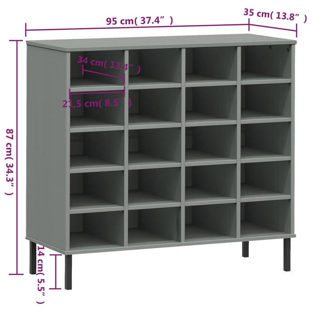 The Living Store OSLO Schoenenrek - 95 x 35 x 87 cm - Massief grenenhout