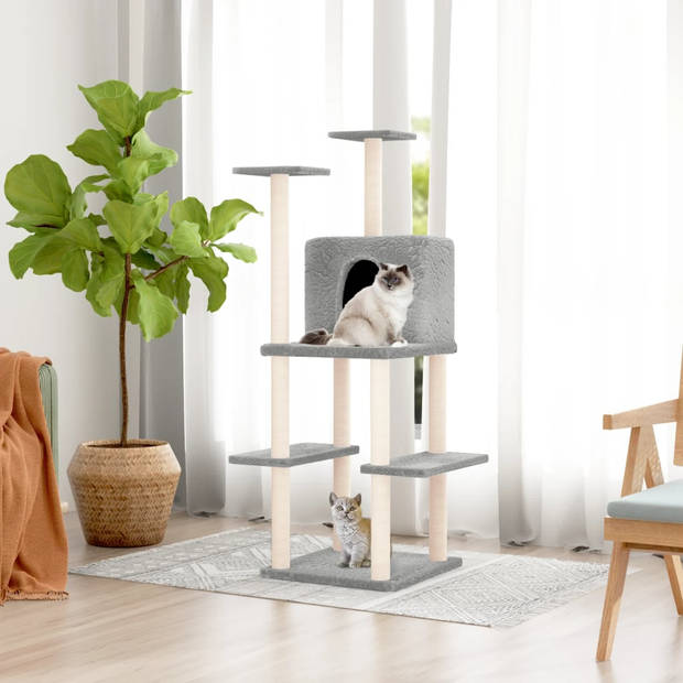 The Living Store Kattenmeubel - Alles-in-één - 73 x 47.5 x 144.5 cm - Lichtgrijs