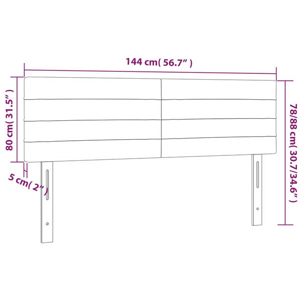 vidaXL Hoofdborden 2 st 72x5x78/88 cm fluweel roze