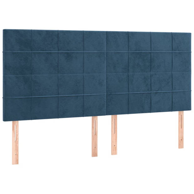 vidaXL Hoofdborden 4 st 100x5x78/88 cm fluweel donkerblauw