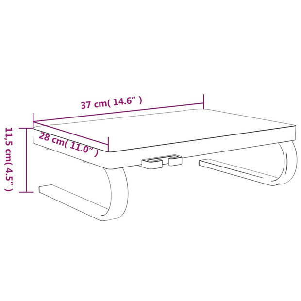 The Living Store Monitorstandaard Zwart 37x28x11.5 cm - HIPS en metaal