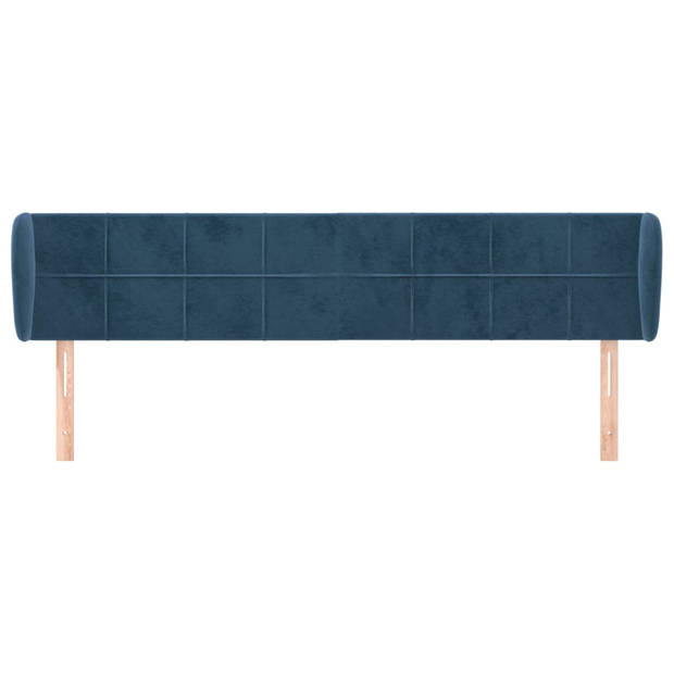 vidaXL Hoofdbord met randen 203x23x78/88 cm fluweel donkerblauw