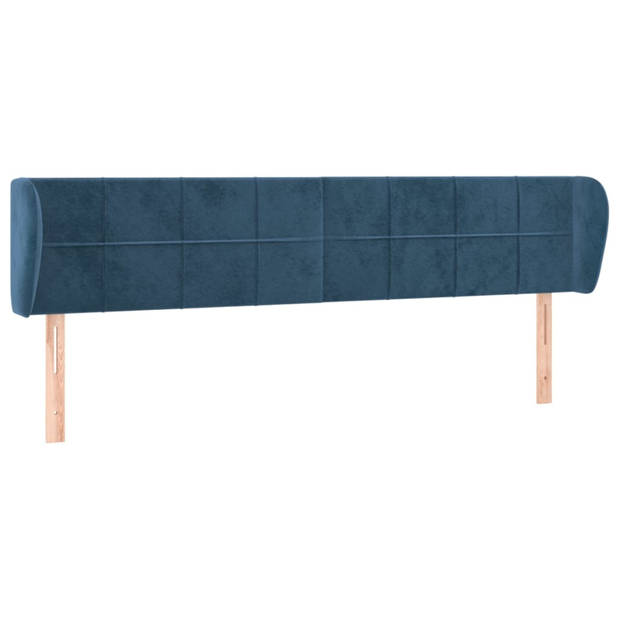 vidaXL Hoofdbord met randen 203x23x78/88 cm fluweel donkerblauw