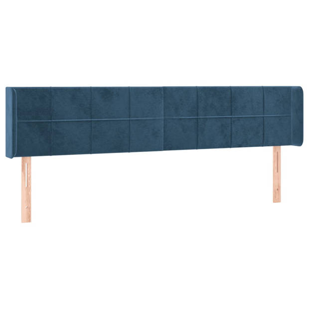 vidaXL Hoofdbord met randen 203x16x78/88 cm fluweel donkerblauw