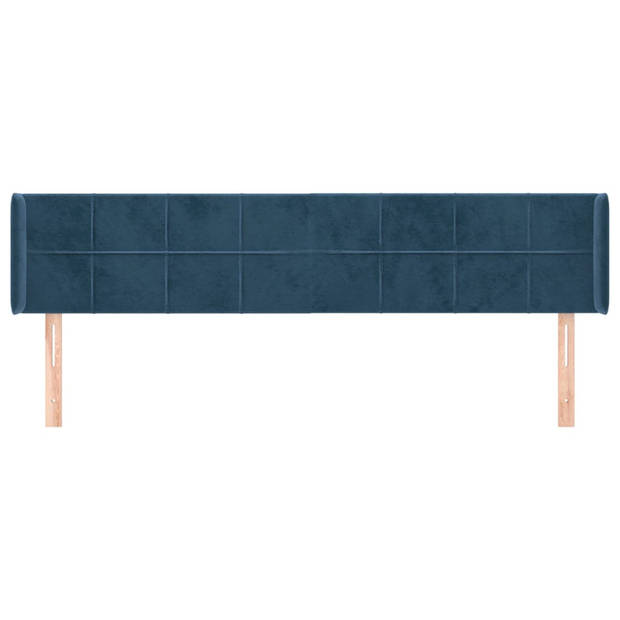 vidaXL Hoofdbord met randen 203x16x78/88 cm fluweel donkerblauw