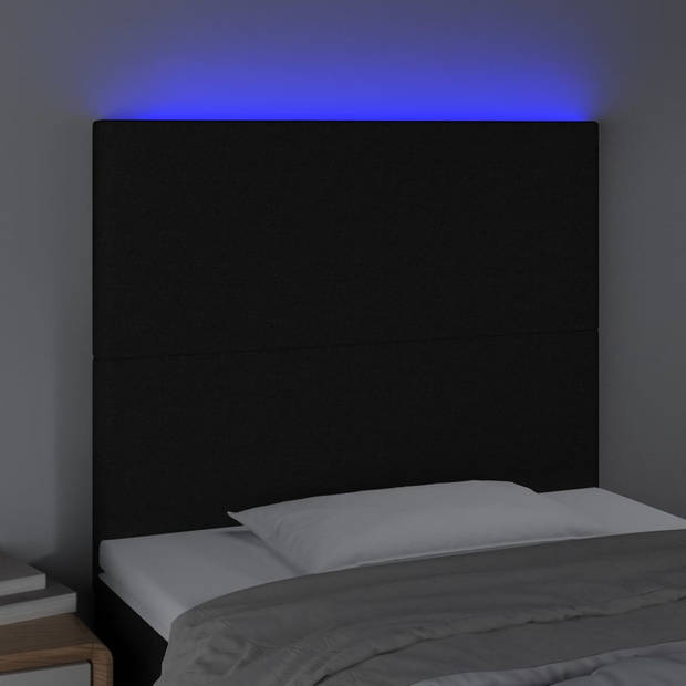 vidaXL Hoofdbord LED 100x5x118/128 cm stof zwart