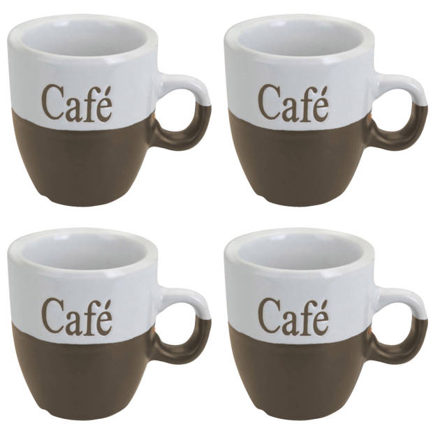 Koffiemok - set 6x stuks - lichtbruin - keramiek - 150 ml - Bekers