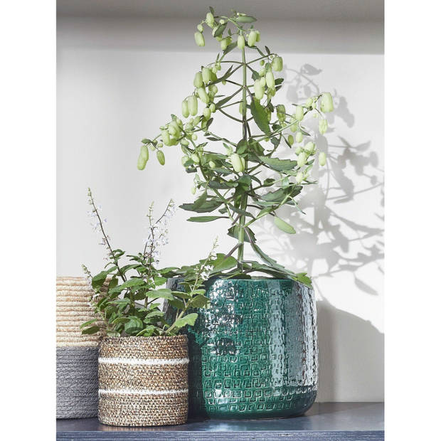 Mica Decorations Plantenpot - keramiek - groen - 19 x 17 cm - Plantenpotten