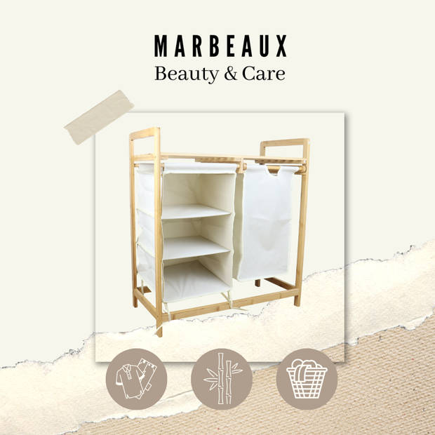 Marbeaux Wasmand Bamboe - Badkamer Organizer - Hout - 77x69,5x38cm