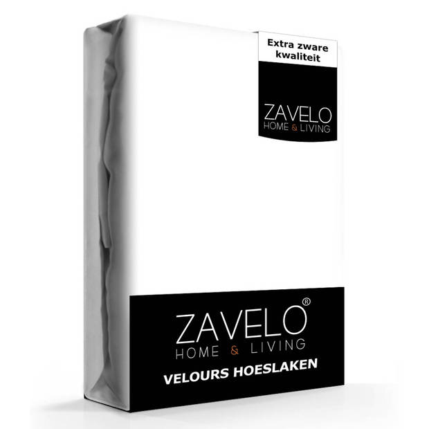 Zavelo Hoeslaken Velours Wit - Fluweel Zacht - 30 cm Hoekhoogte - Rondom Elastiek - Velvet -Lits-jumeaux (190/200x200...