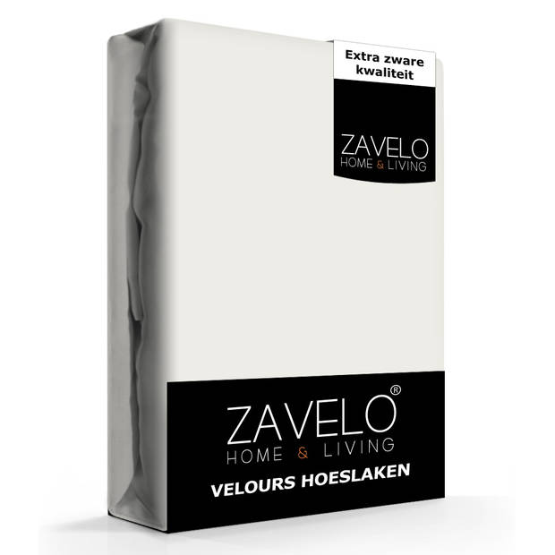 Zavelo Hoeslaken Velours Ivoor - Fluweel Zacht - 30 cm Hoekhoogte - Rondom Elastiek - Velvet -1-persoons (80/90x200/2...