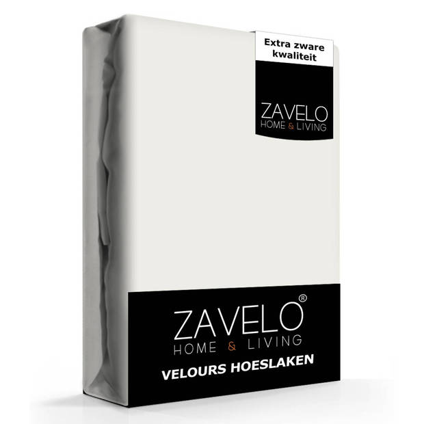 Zavelo Hoeslaken Velours Ivoor - Fluweel Zacht - 30 cm Hoekhoogte - Rondom Elastiek - Velvet -2-persoons (140/150x200...