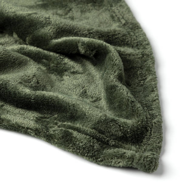 STARLIGHT - Plaid 150x200 cm - fleece deken met sterren - effen kleur - Mountain View - groen
