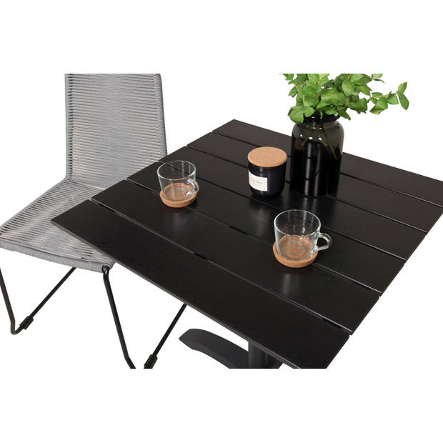 Colorado70*70 tuinmeubelset tafel 70x70cm en 2 stoel Lindos zwart.